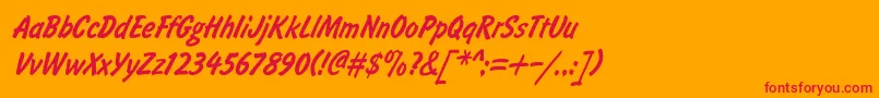 Czcionka BrushtypeSemiboldItalic – czerwone czcionki na pomarańczowym tle