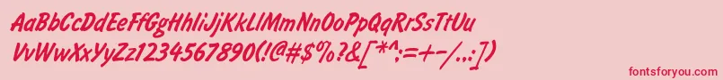 Fonte BrushtypeSemiboldItalic – fontes vermelhas em um fundo rosa