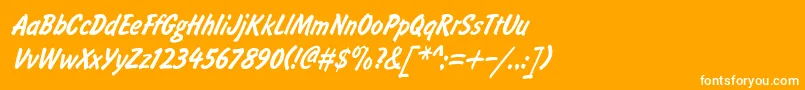 BrushtypeSemiboldItalic-Schriftart – Weiße Schriften auf orangefarbenem Hintergrund