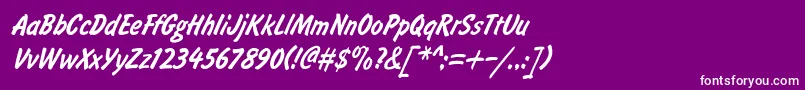 Fonte BrushtypeSemiboldItalic – fontes brancas em um fundo violeta