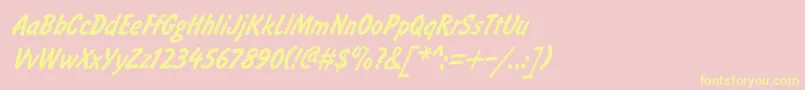 Fonte BrushtypeSemiboldItalic – fontes amarelas em um fundo rosa