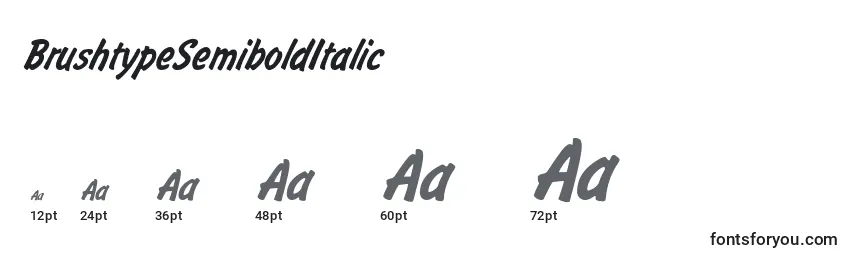 BrushtypeSemiboldItalic Font Sizes