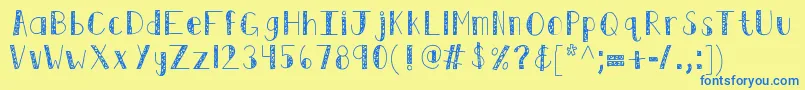 Czcionka Kbswirlntwirl – niebieskie czcionki na żółtym tle