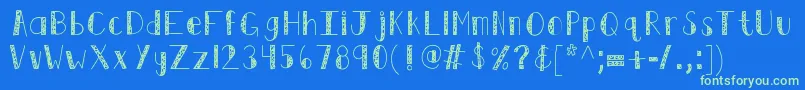 フォントKbswirlntwirl – 青い背景に緑のフォント
