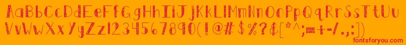 フォントKbswirlntwirl – オレンジの背景に赤い文字