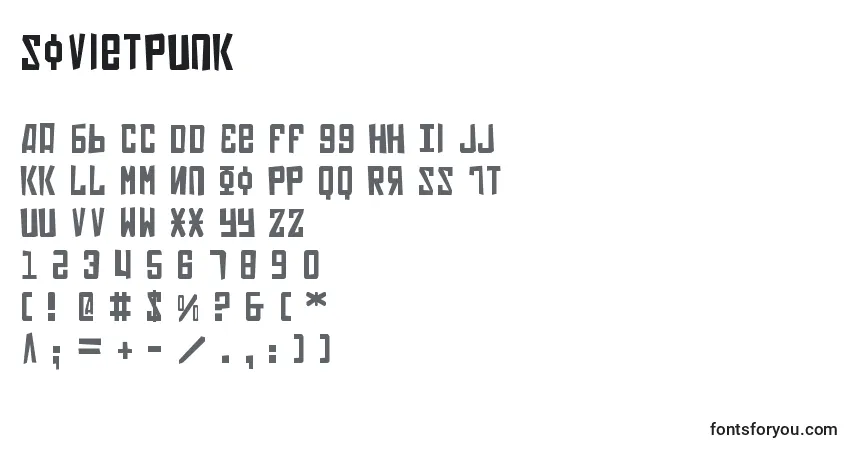 Schriftart SovietPunk – Alphabet, Zahlen, spezielle Symbole