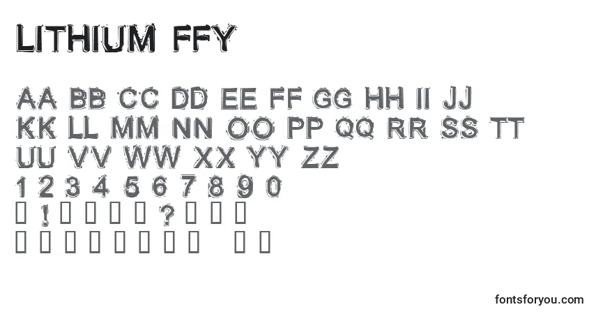 A fonte Lithium ffy – alfabeto, números, caracteres especiais