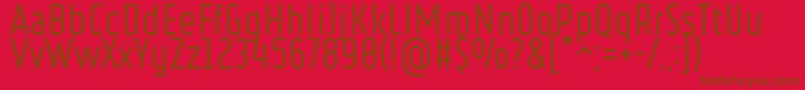 RulerRegular-Schriftart – Braune Schriften auf rotem Hintergrund