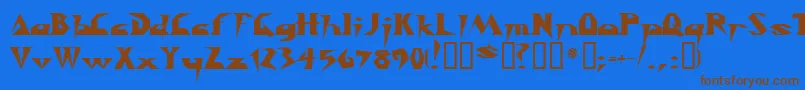 Y2kill Font – Brown Fonts on Blue Background