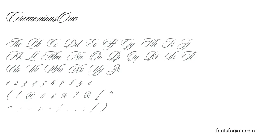 Шрифт CeremoniousOne – алфавит, цифры, специальные символы