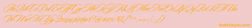 CeremoniousOne-Schriftart – Orangefarbene Schriften auf rosa Hintergrund