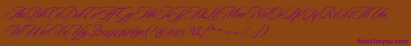 CeremoniousOne-Schriftart – Violette Schriften auf braunem Hintergrund