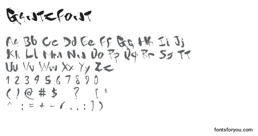 Schriftart GantzFont – Alphabet, Zahlen, spezielle Symbole