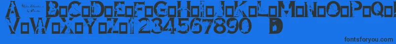 AlphaSilouettes3-Schriftart – Schwarze Schriften auf blauem Hintergrund