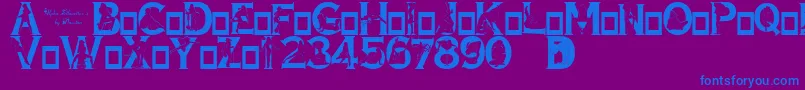 Шрифт AlphaSilouettes3 – синие шрифты на фиолетовом фоне