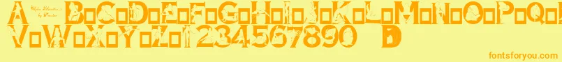 AlphaSilouettes3 Font – Orange Fonts on Yellow Background