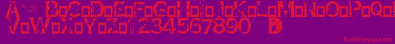 フォントAlphaSilouettes3 – 紫の背景に赤い文字