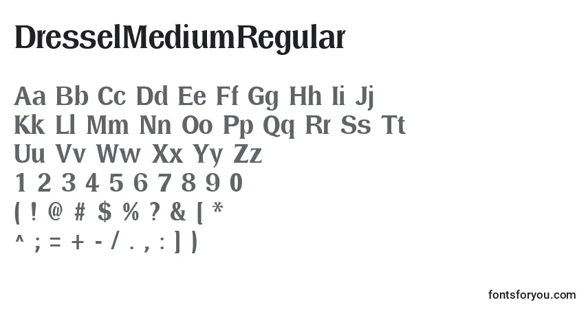 Schriftart DresselMediumRegular – Alphabet, Zahlen, spezielle Symbole