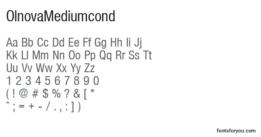 A fonte OlnovaMediumcond – alfabeto, números, caracteres especiais