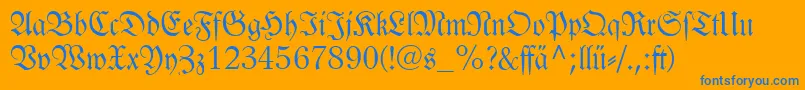 Linotypelutherschefrakturdfr-Schriftart – Blaue Schriften auf orangefarbenem Hintergrund