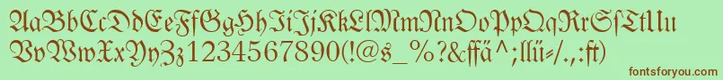 フォントLinotypelutherschefrakturdfr – 緑の背景に茶色のフォント