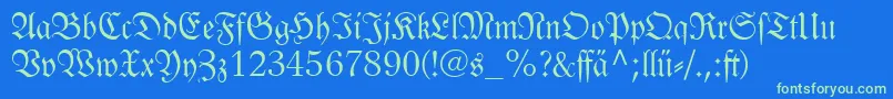 Linotypelutherschefrakturdfr Font – Green Fonts on Blue Background