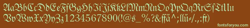 Czcionka Linotypelutherschefrakturdfr – zielone czcionki na brązowym tle