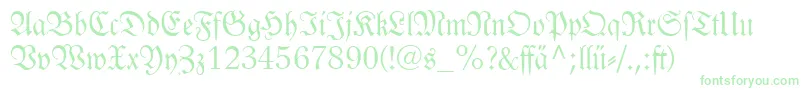 Fonte Linotypelutherschefrakturdfr – fontes verdes em um fundo branco