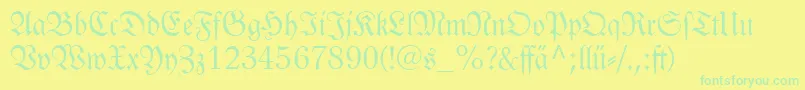 フォントLinotypelutherschefrakturdfr – 黄色い背景に緑の文字