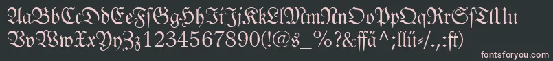 フォントLinotypelutherschefrakturdfr – 黒い背景にピンクのフォント