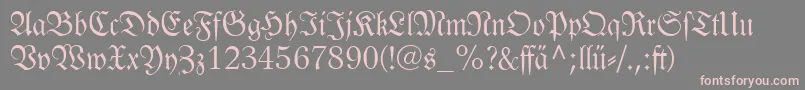 Czcionka Linotypelutherschefrakturdfr – różowe czcionki na szarym tle