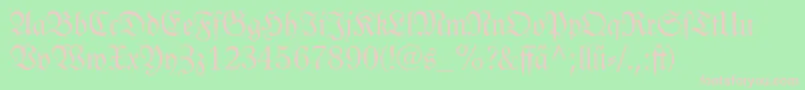 Czcionka Linotypelutherschefrakturdfr – różowe czcionki na zielonym tle