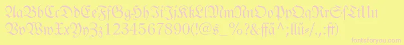 Czcionka Linotypelutherschefrakturdfr – różowe czcionki na żółtym tle