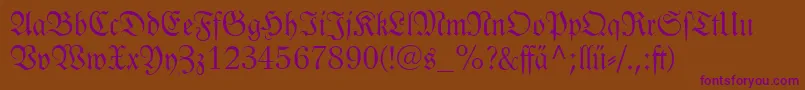 Linotypelutherschefrakturdfr-fontti – violetit fontit ruskealla taustalla