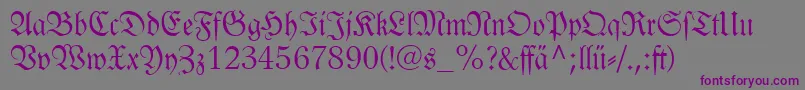 フォントLinotypelutherschefrakturdfr – 紫色のフォント、灰色の背景