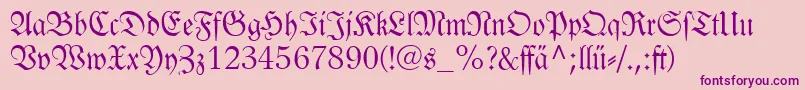Czcionka Linotypelutherschefrakturdfr – fioletowe czcionki na różowym tle