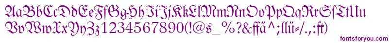 Linotypelutherschefrakturdfr-Schriftart – Violette Schriften auf weißem Hintergrund
