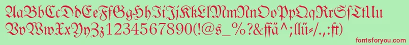 Linotypelutherschefrakturdfr Font – Red Fonts on Green Background