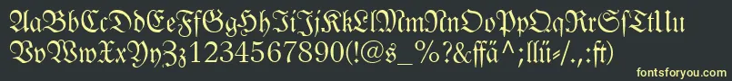 Linotypelutherschefrakturdfr-fontti – keltaiset fontit mustalla taustalla