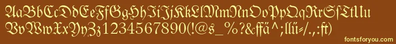 Czcionka Linotypelutherschefrakturdfr – żółte czcionki na brązowym tle
