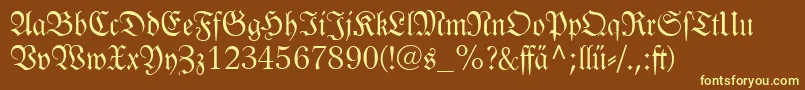 Linotypelutherschefrakturdfr Font – Yellow Fonts on Brown Background