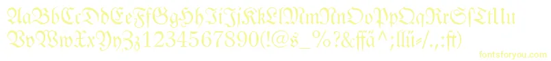 Linotypelutherschefrakturdfr-fontti – keltaiset fontit valkoisella taustalla
