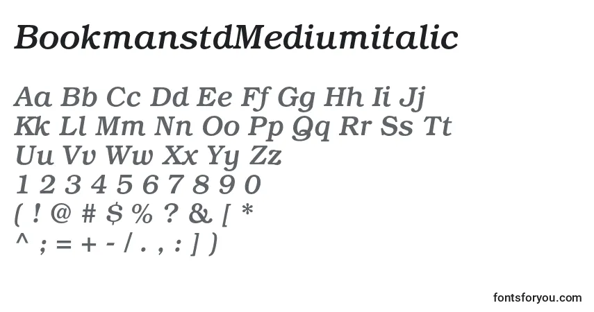 Fuente BookmanstdMediumitalic - alfabeto, números, caracteres especiales