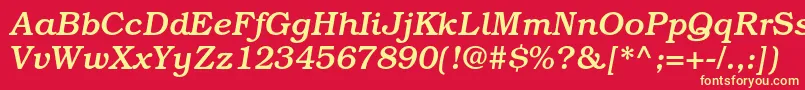 BookmanstdMediumitalic-Schriftart – Gelbe Schriften auf rotem Hintergrund