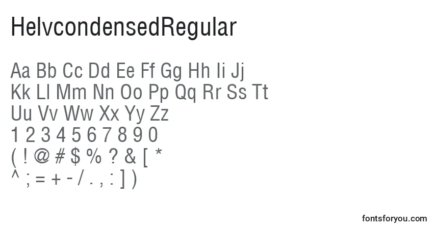 A fonte HelvcondensedRegular – alfabeto, números, caracteres especiais
