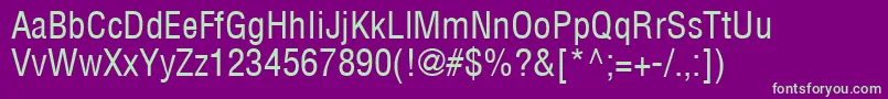 HelvcondensedRegular-Schriftart – Grüne Schriften auf violettem Hintergrund