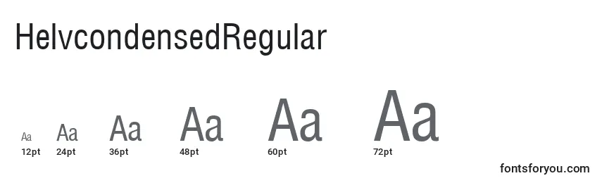 Размеры шрифта HelvcondensedRegular