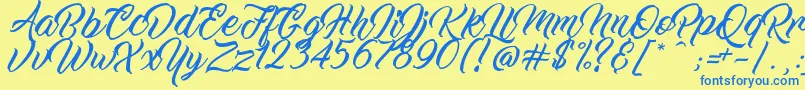 WorkInProgress Font – Blue Fonts on Yellow Background