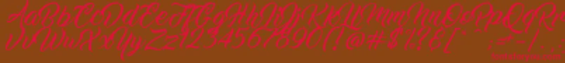 WorkInProgress-Schriftart – Rote Schriften auf braunem Hintergrund