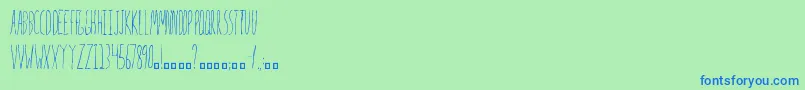 Strange-Schriftart – Blaue Schriften auf grünem Hintergrund